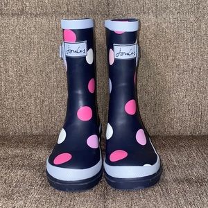 Joules Youth Welly Print Rain Polka Dot Boots - Waterproof